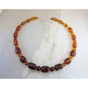 Jay King Baltic Amber Sterling Silver Graduated Beaded Necklace 18"